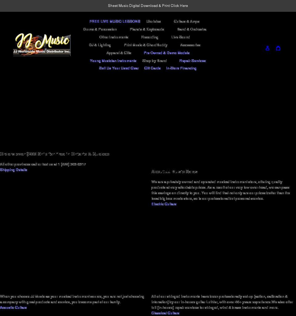 jjmusicsales.com shopify website screenshot