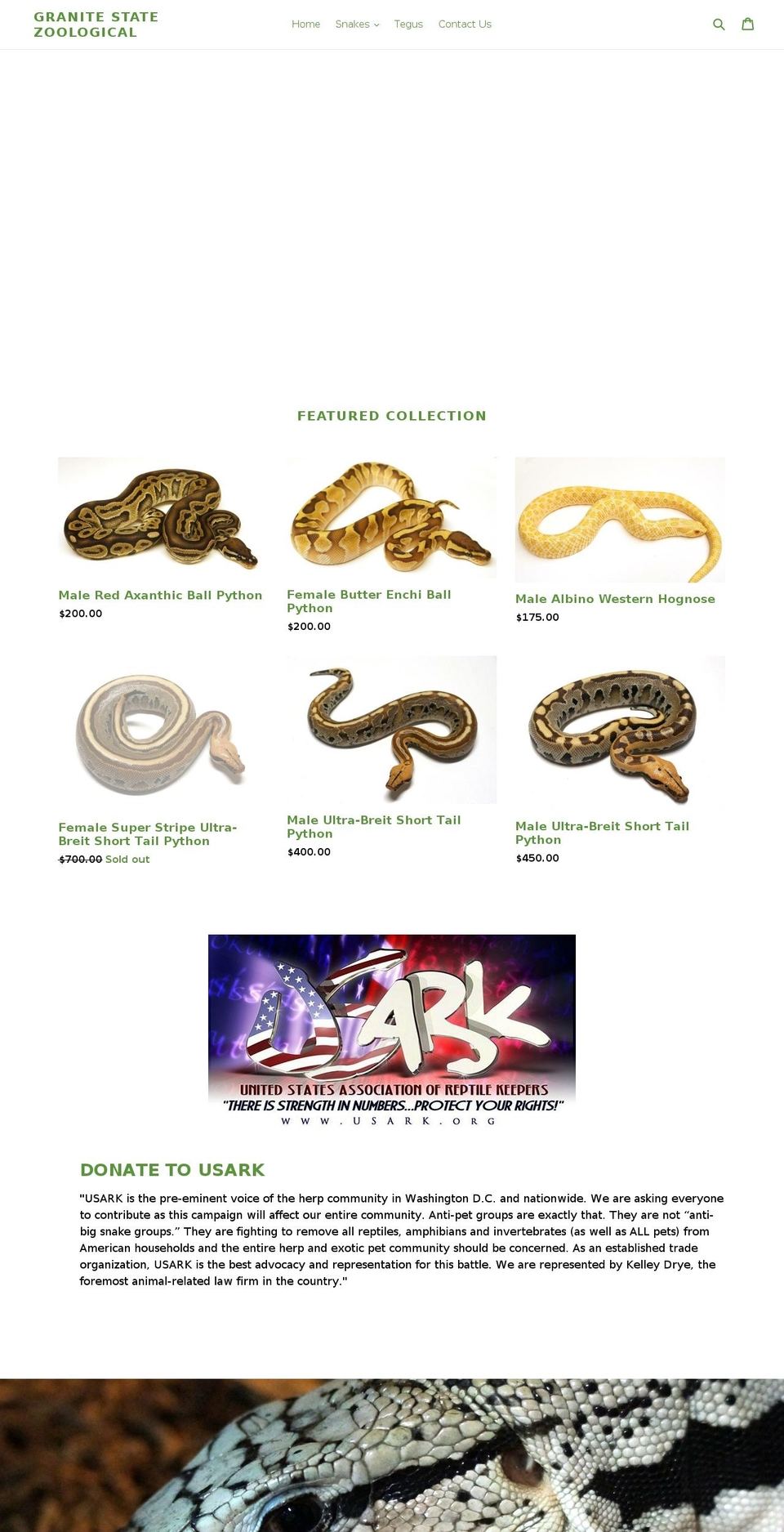 jjoreptiles.com shopify website screenshot