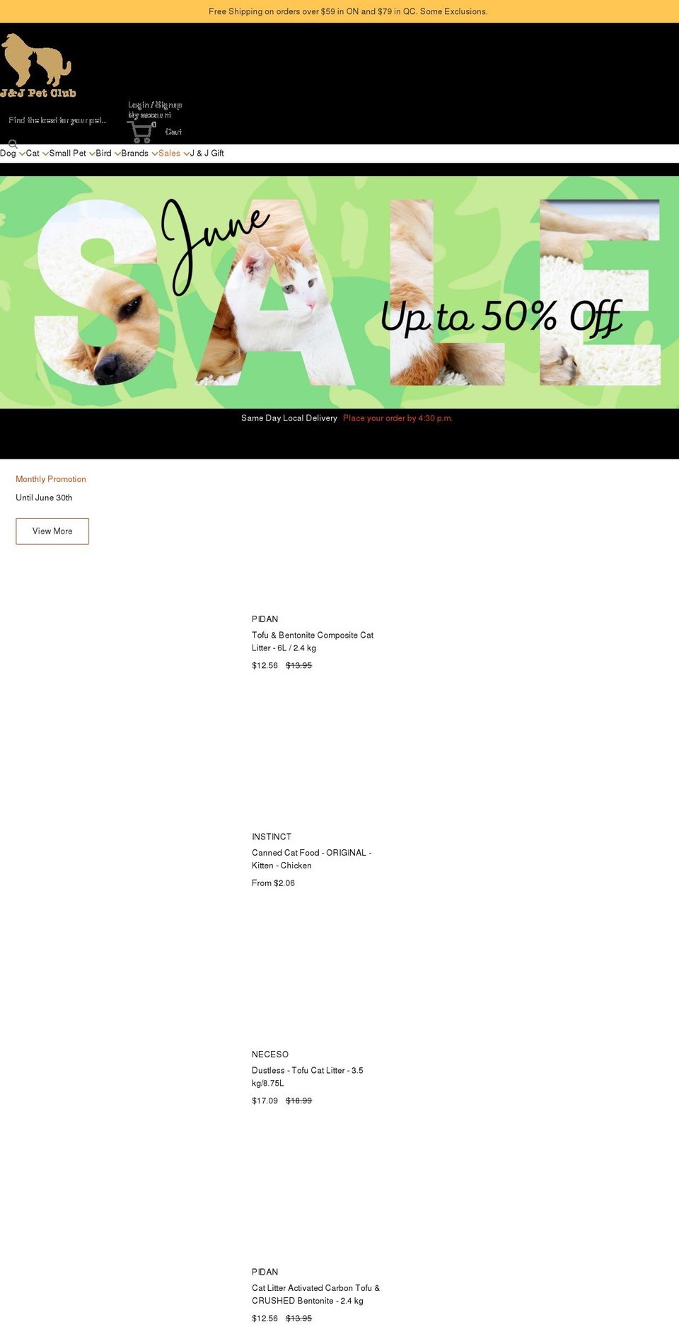 jjpetclub.com shopify website screenshot