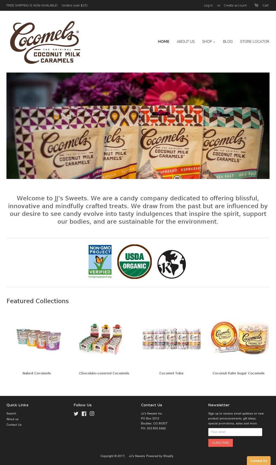 jjs-sweets.com shopify website screenshot