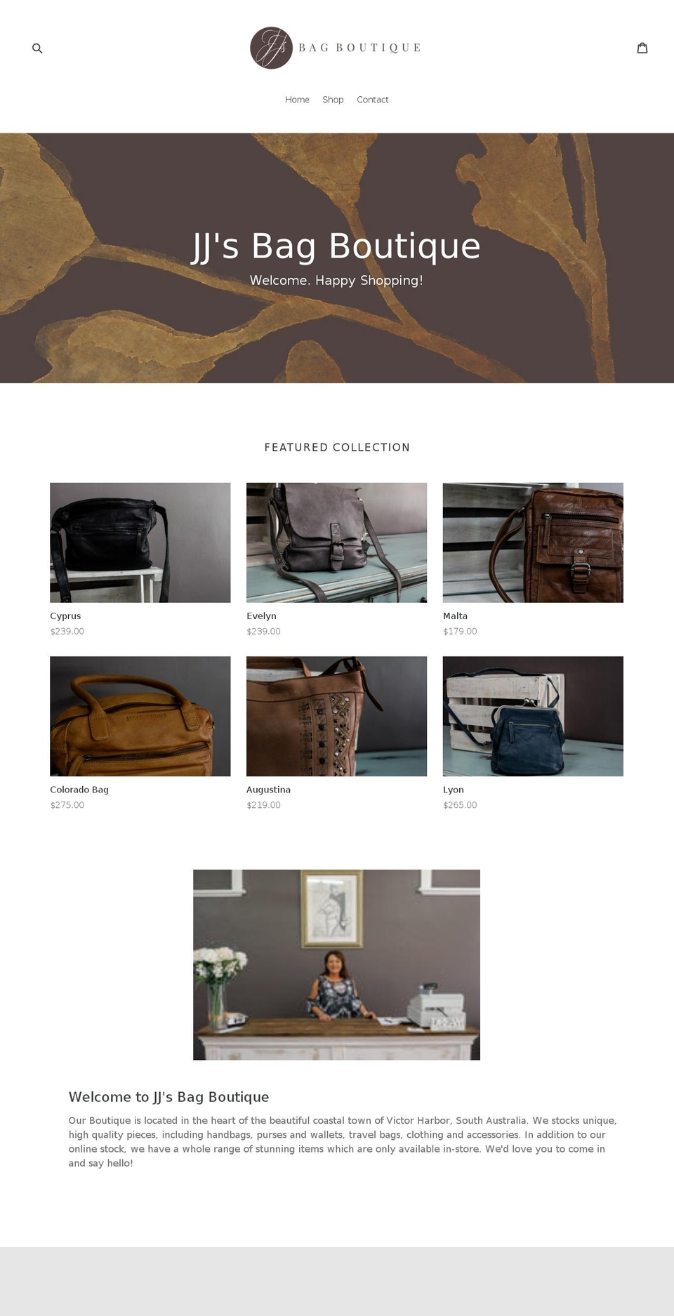jjsbagboutique.com shopify website screenshot