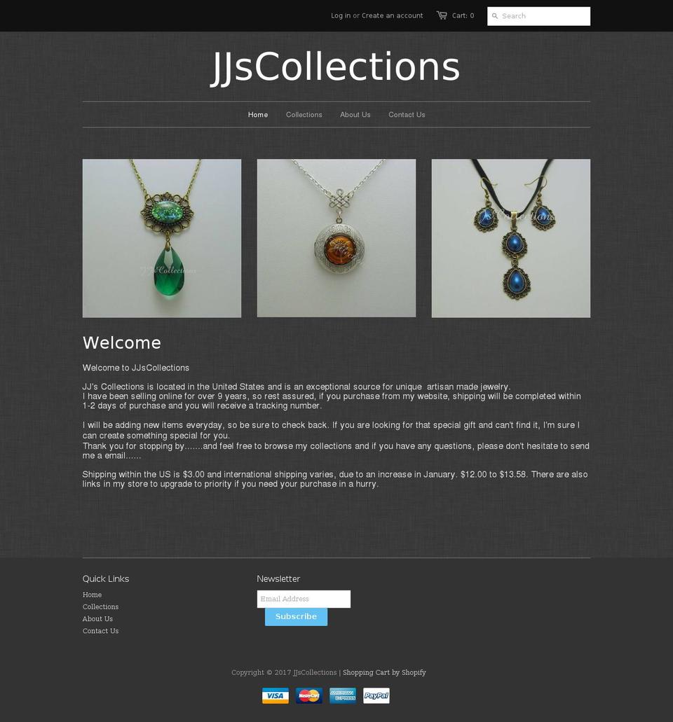 jjscollections.com shopify website screenshot