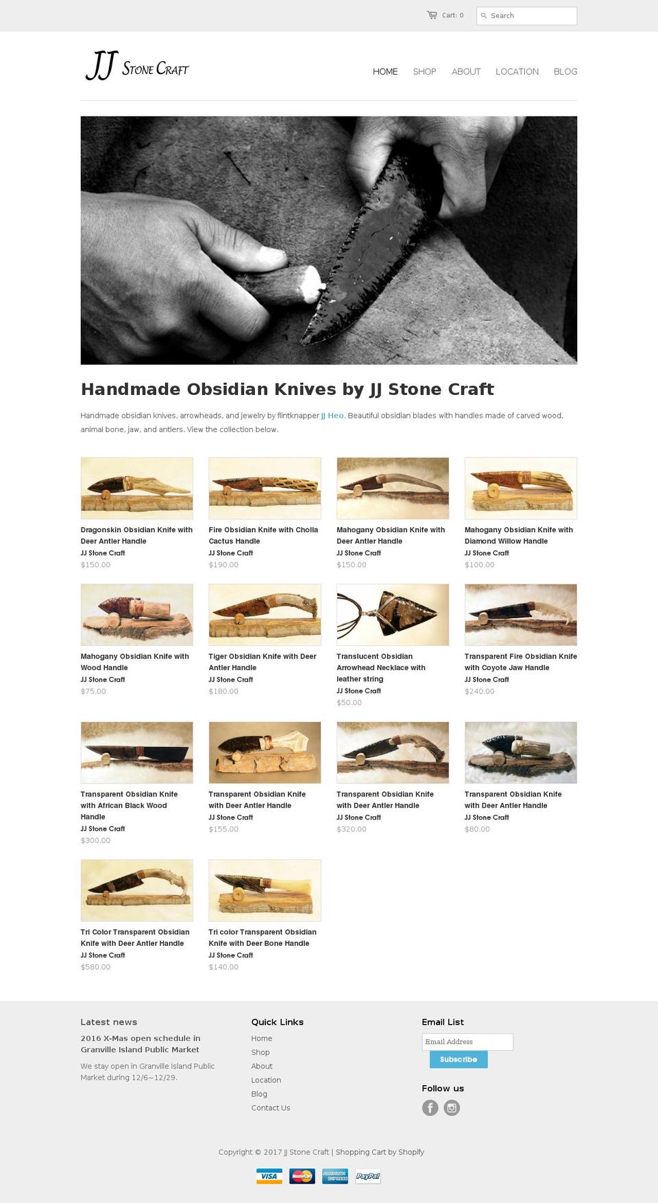 jjstonecraft.com shopify website screenshot