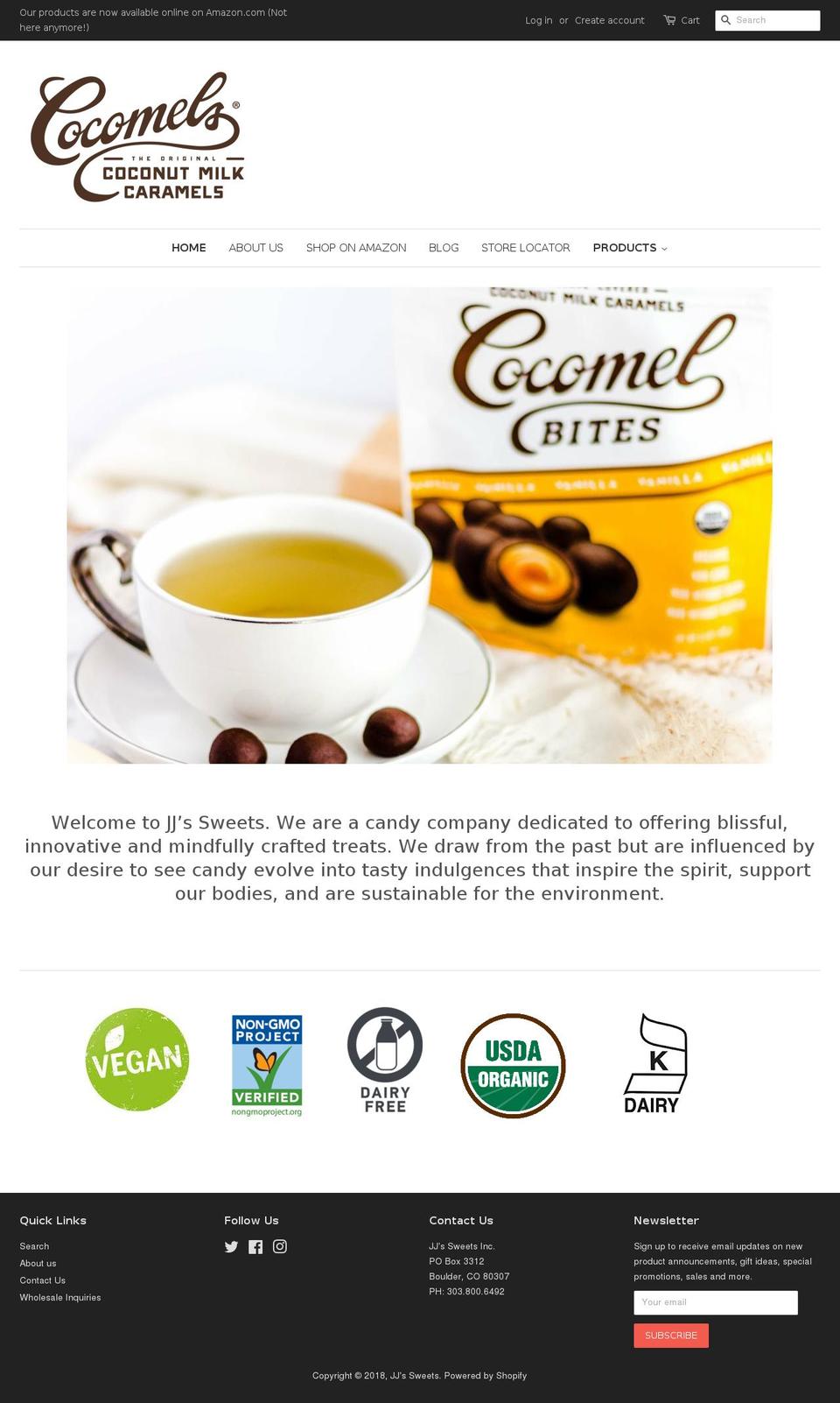 jjsweets.com — Shopify storefront screenshot