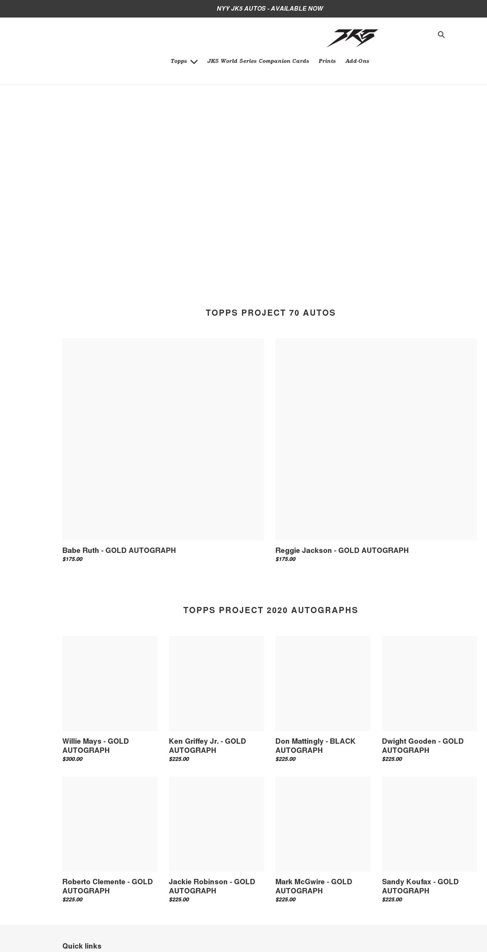 jk5shop.com shopify website screenshot