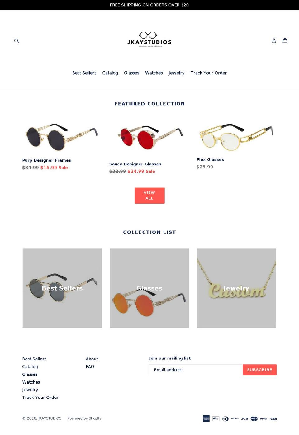 jkaystudios.com — Shopify storefront screenshot