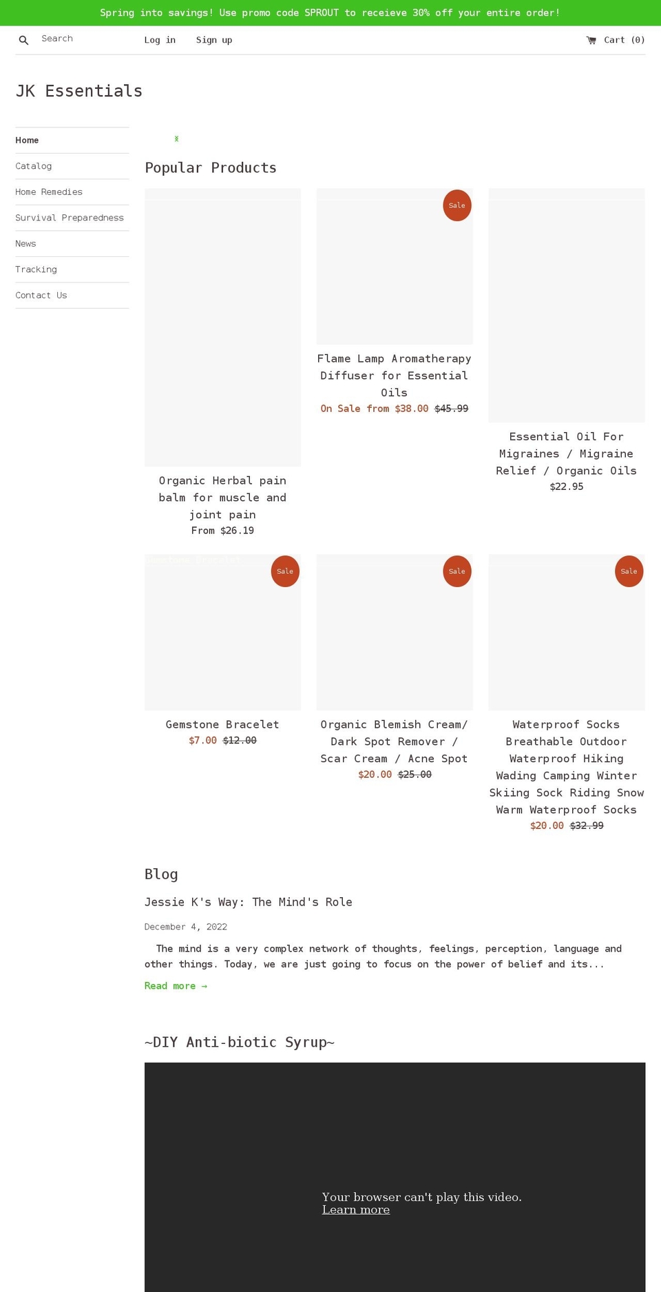 jkessentials.net shopify website screenshot