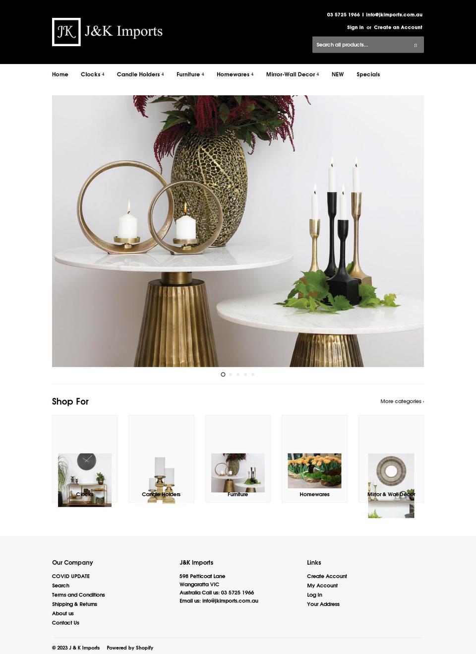 jkimports.com.au shopify website screenshot
