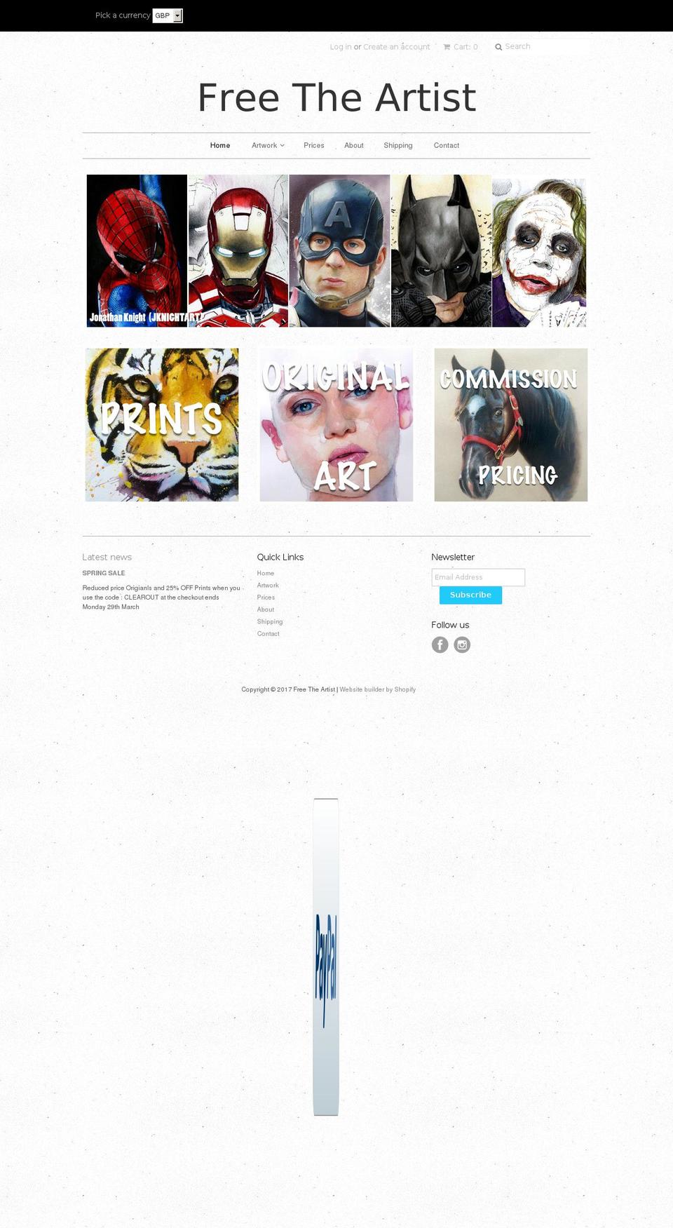 jknightart.com shopify website screenshot