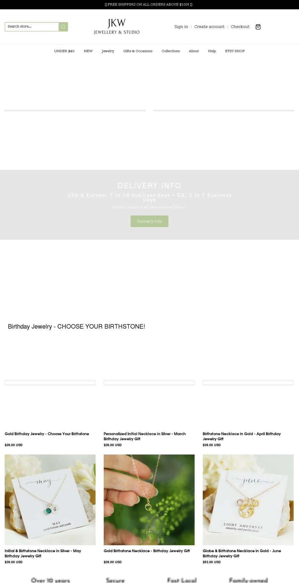 jkwjewellery.com shopify website screenshot