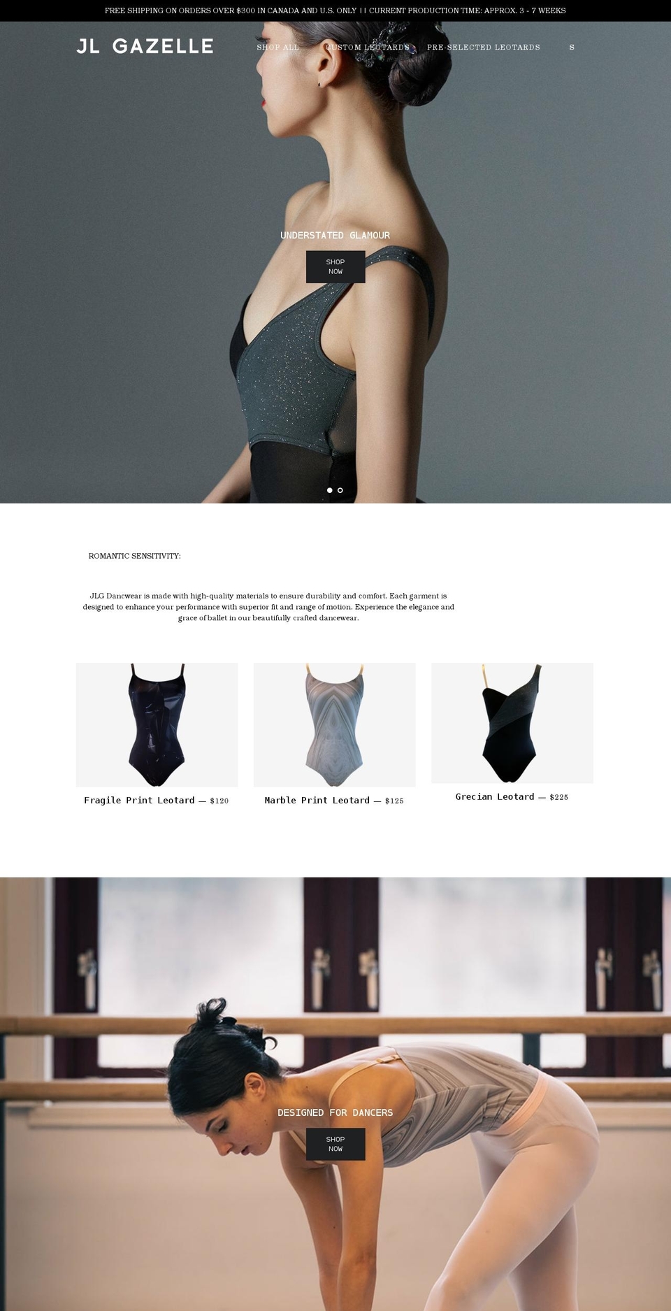 jl-gazelle.com shopify website screenshot