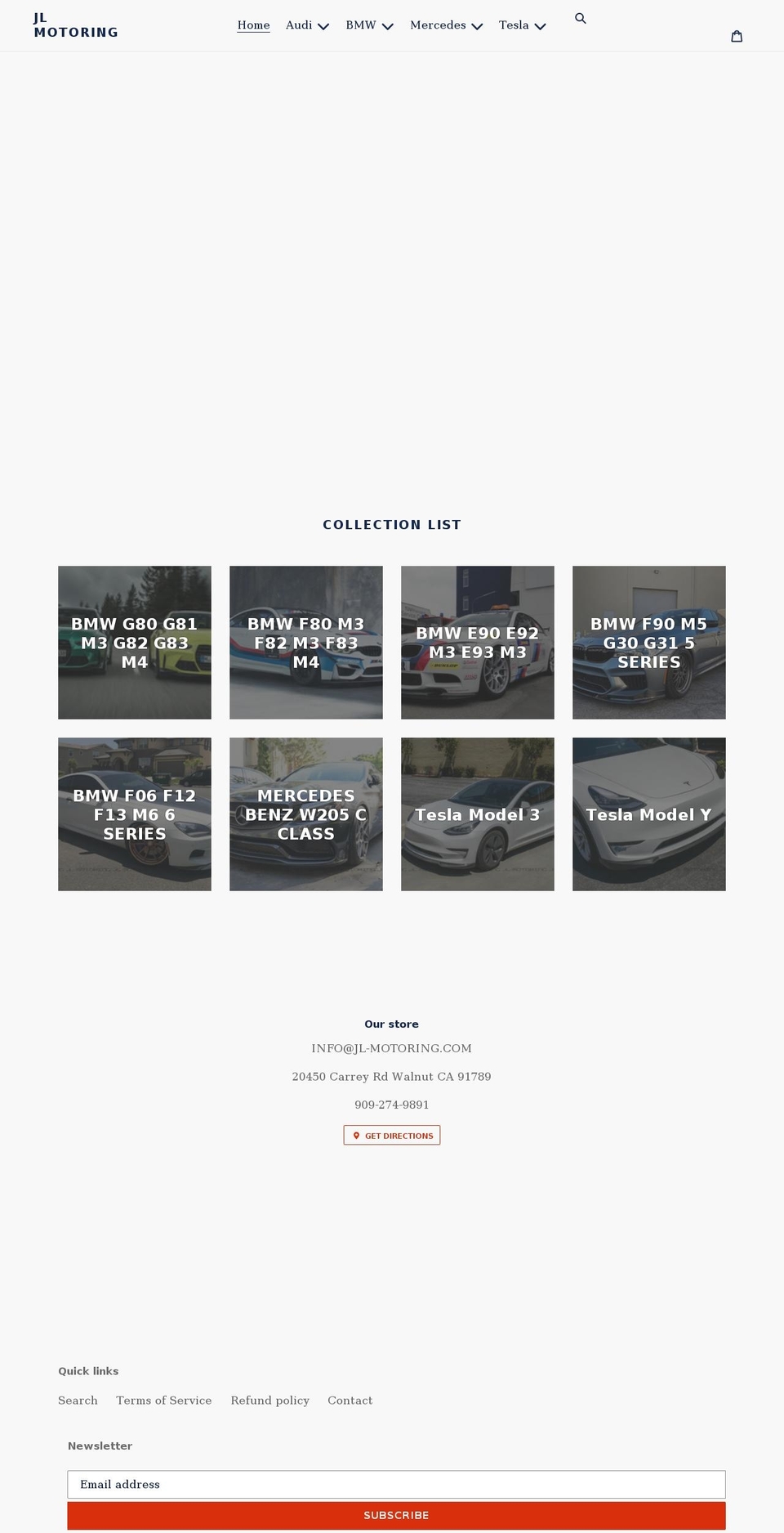 jl-motoring.com shopify website screenshot