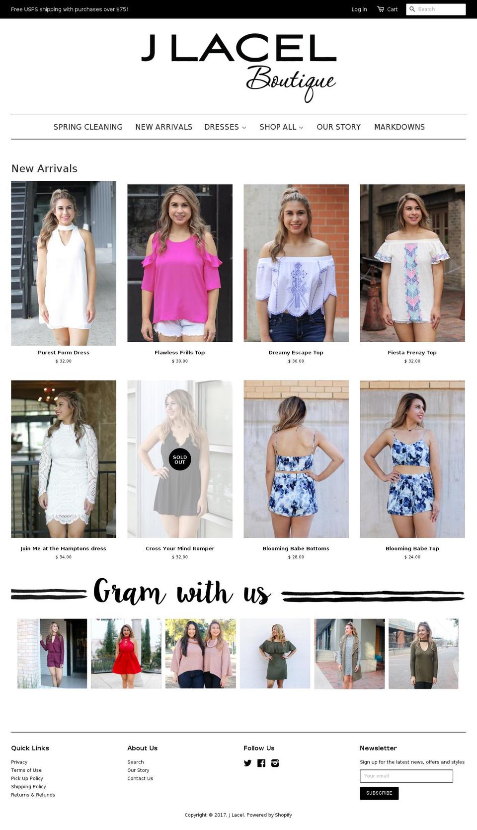 jlacelboutique.com shopify website screenshot