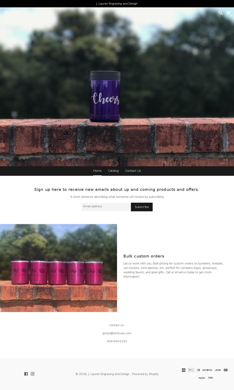 jlaurenengraving.com — Shopify storefront screenshot