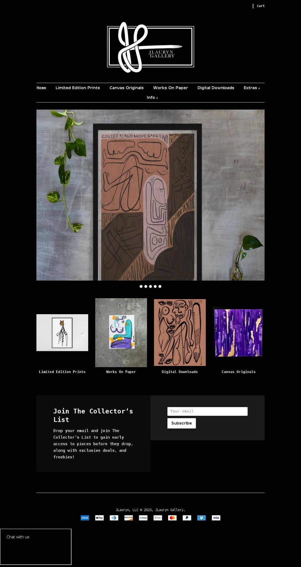 jlauryngallery.com shopify website screenshot