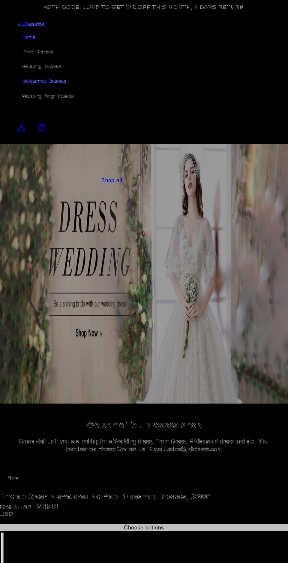 jldressca.com shopify website screenshot