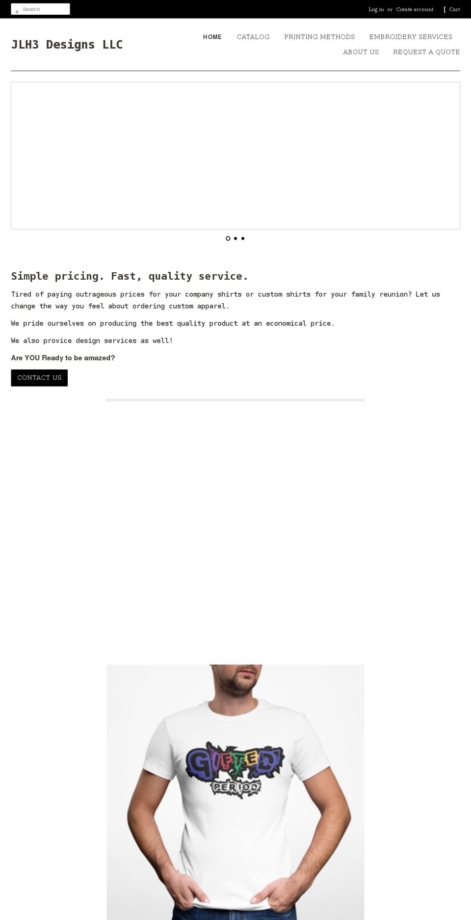 jlh3designsllc.com shopify website screenshot