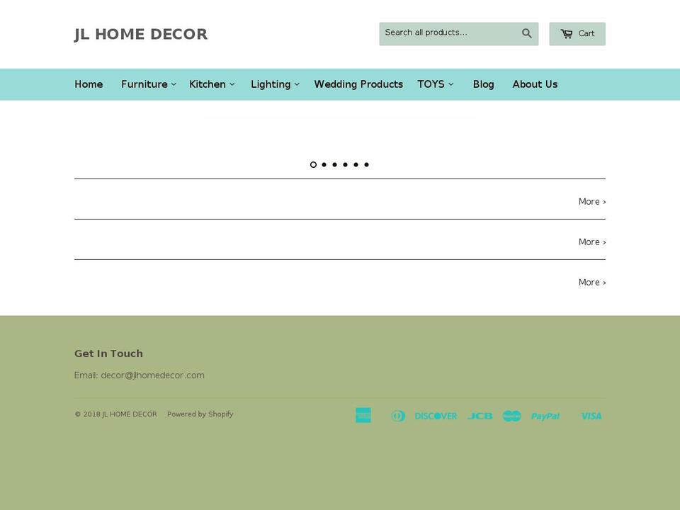 jlhomedecor.com — Shopify storefront screenshot