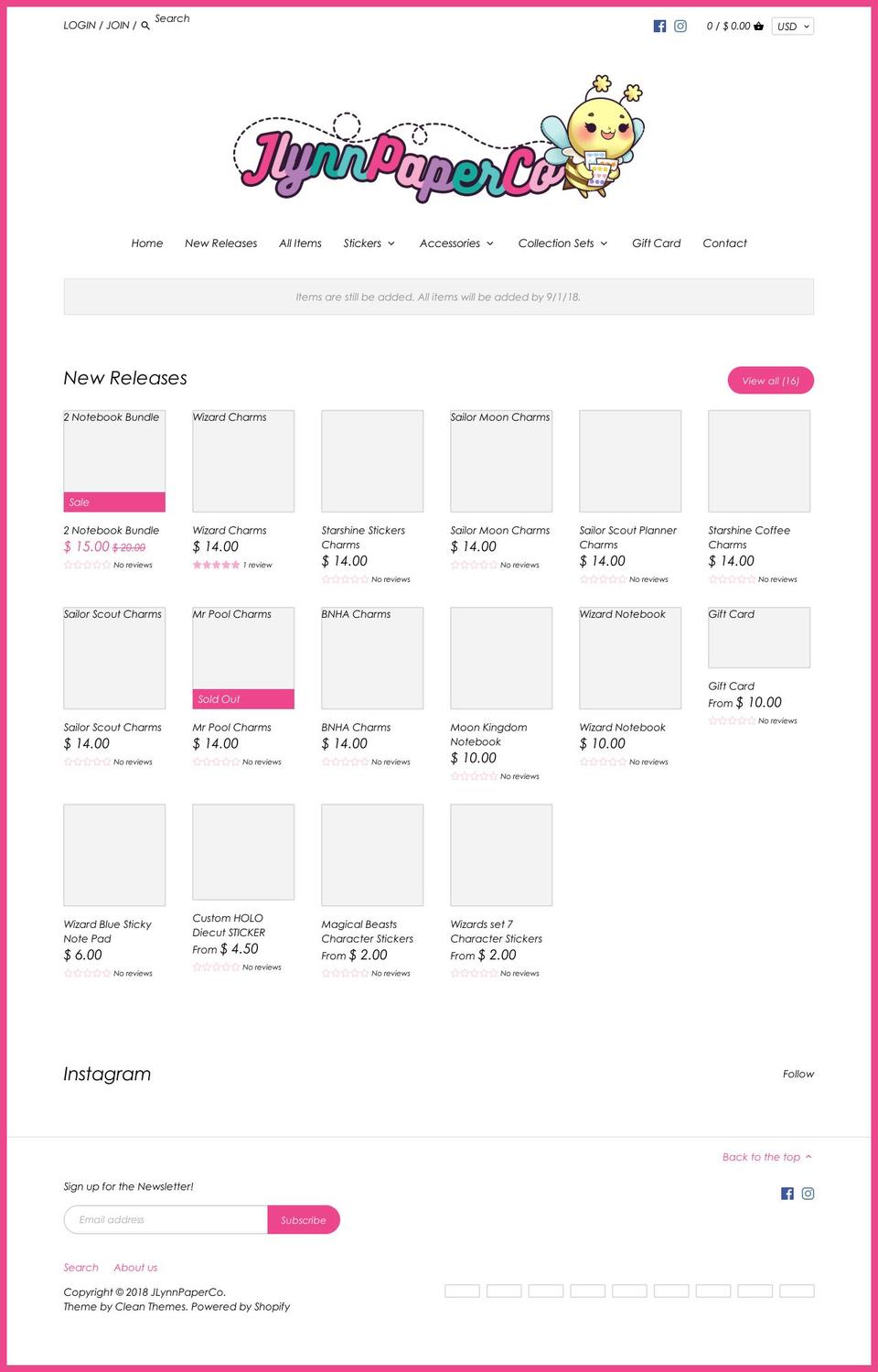 jlynnpaperco.com shopify website screenshot