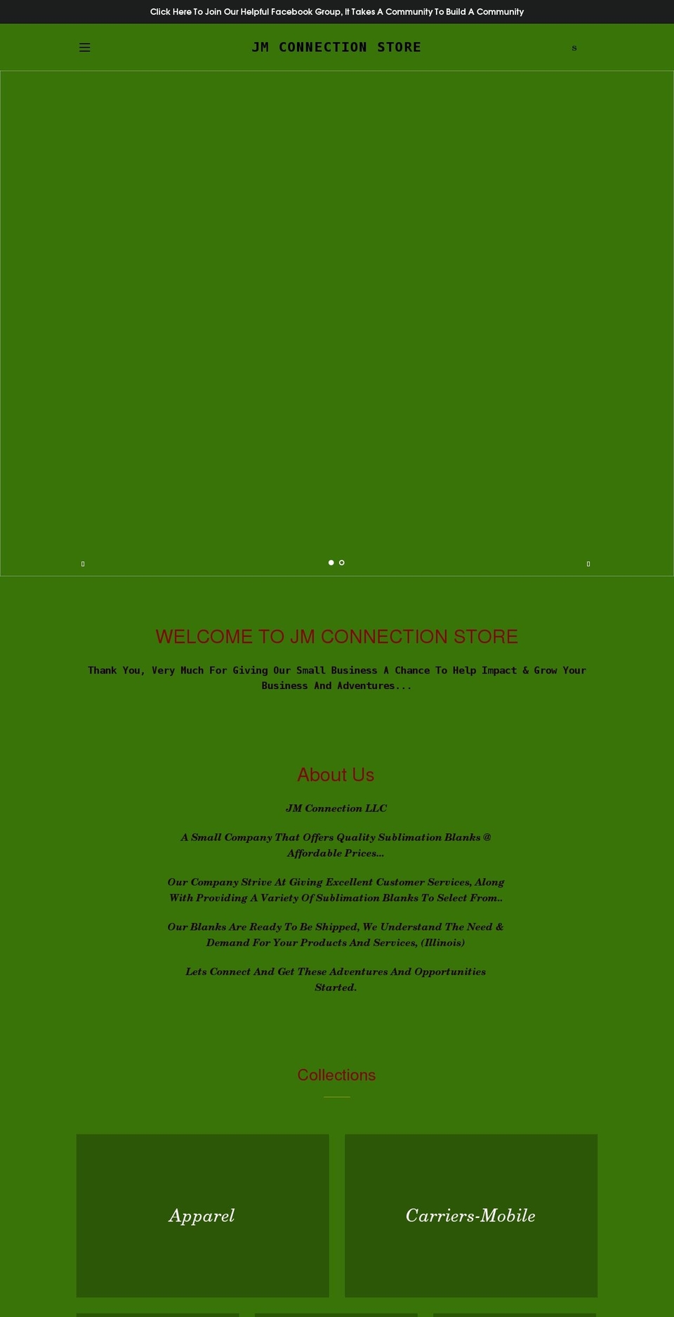jm-connection.com shopify website screenshot