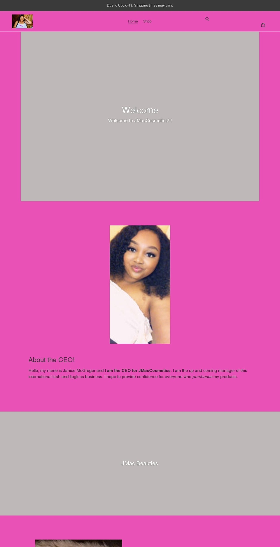 jmaccosmetics.myshopify.com shopify website screenshot