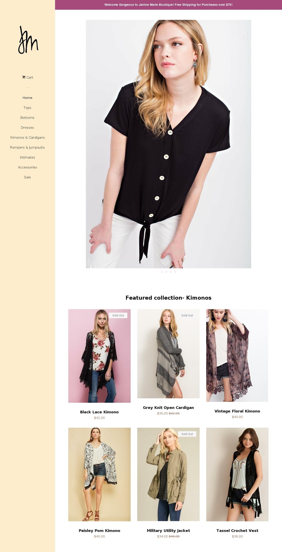 jmarieboutique.com — Shopify storefront screenshot