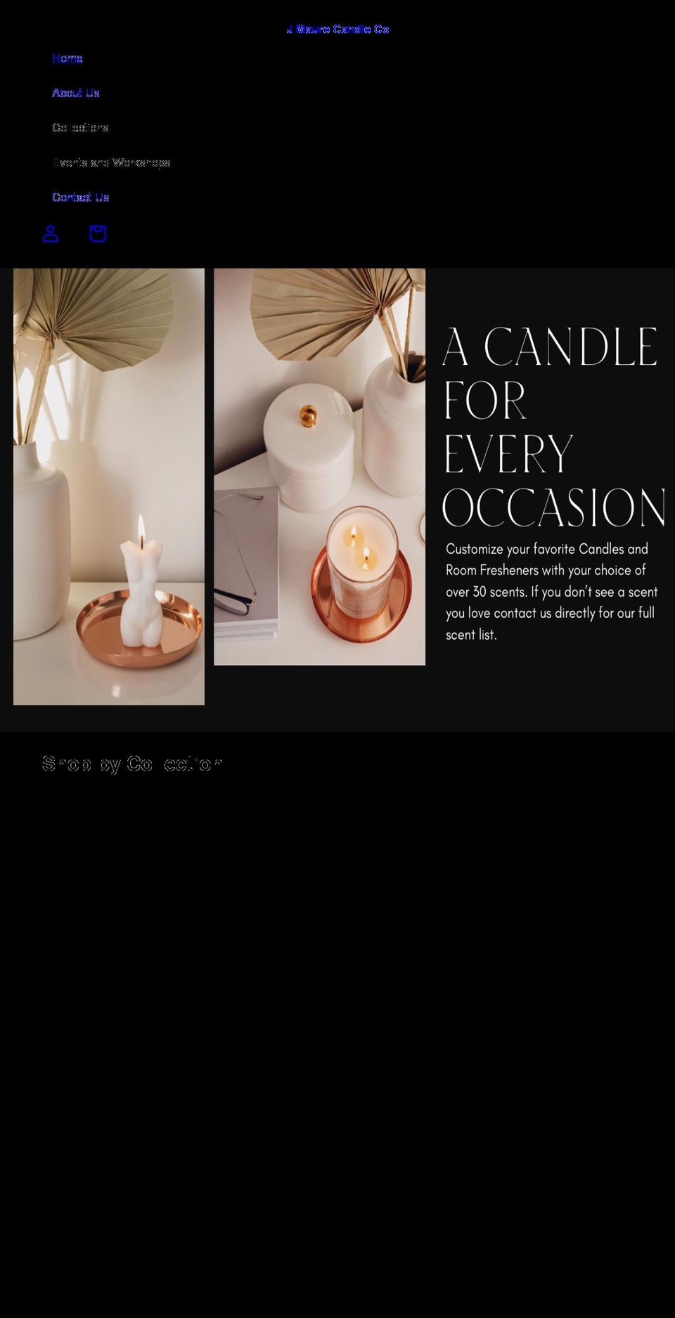 jmaurecandleco.com shopify website screenshot