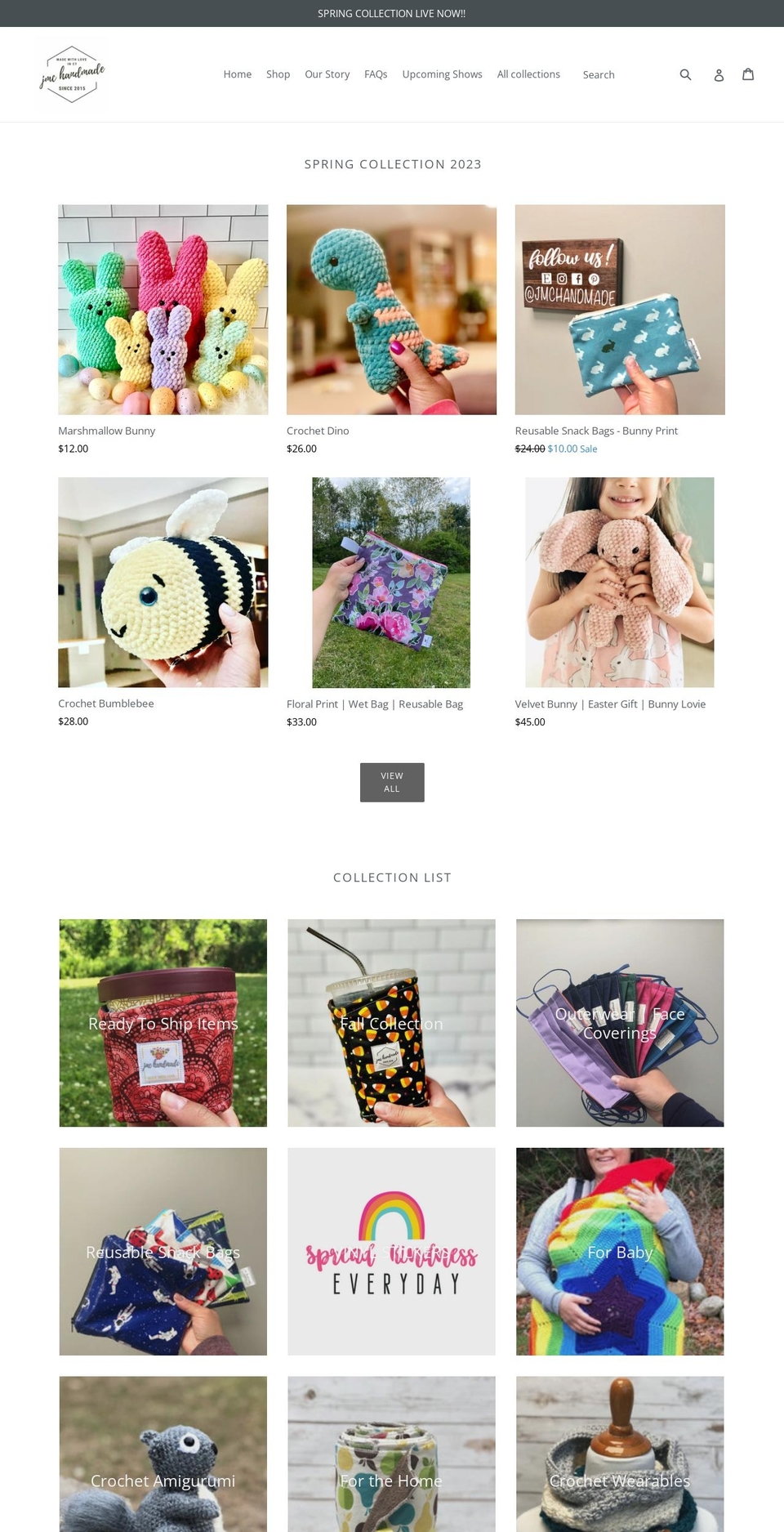 jmchandmade.com shopify website screenshot