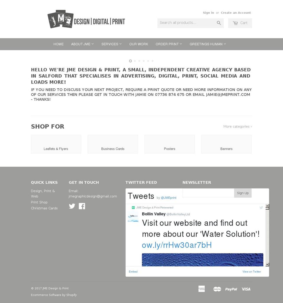 jmeprint.com shopify website screenshot