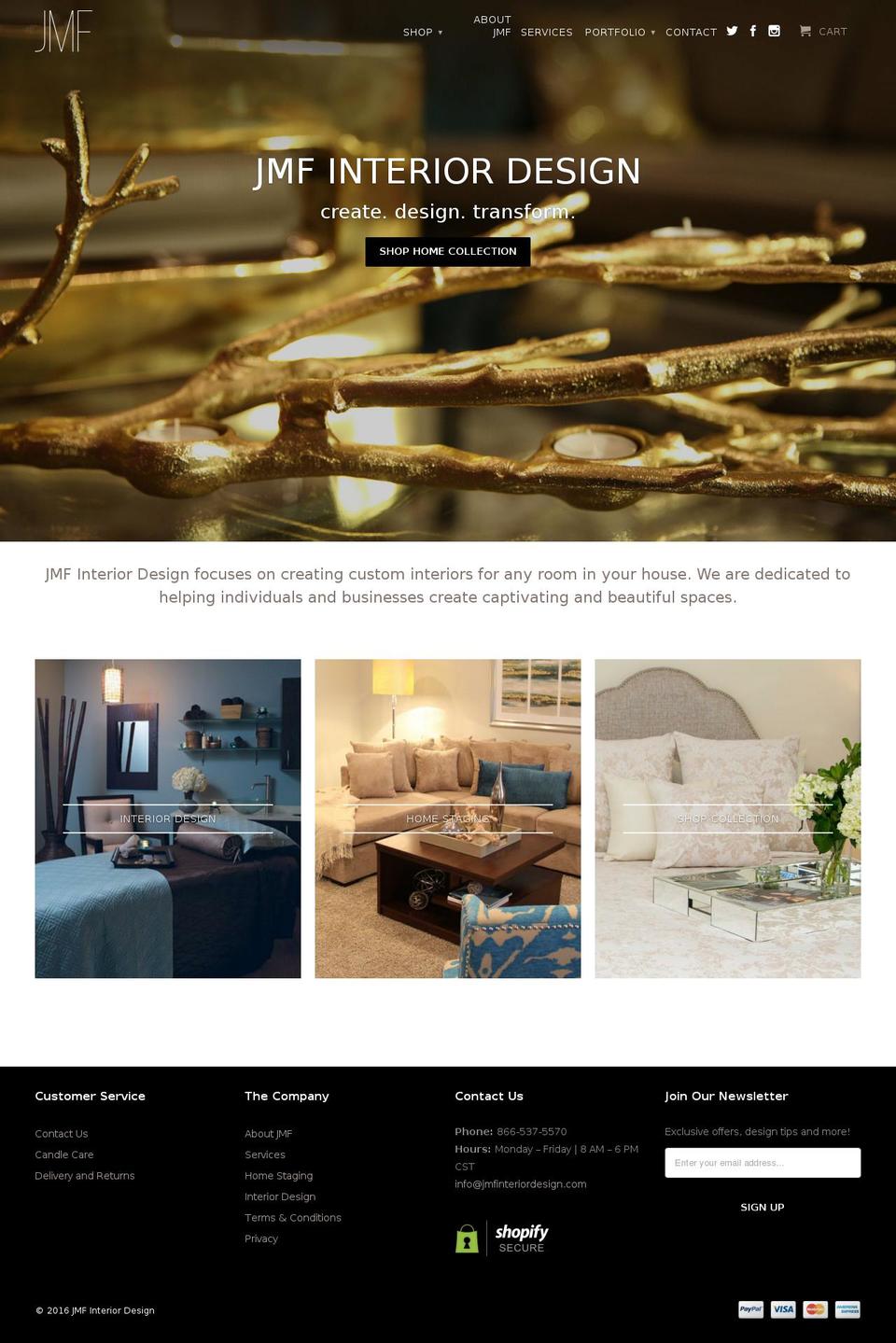 jmfinteriordesign.com shopify website screenshot