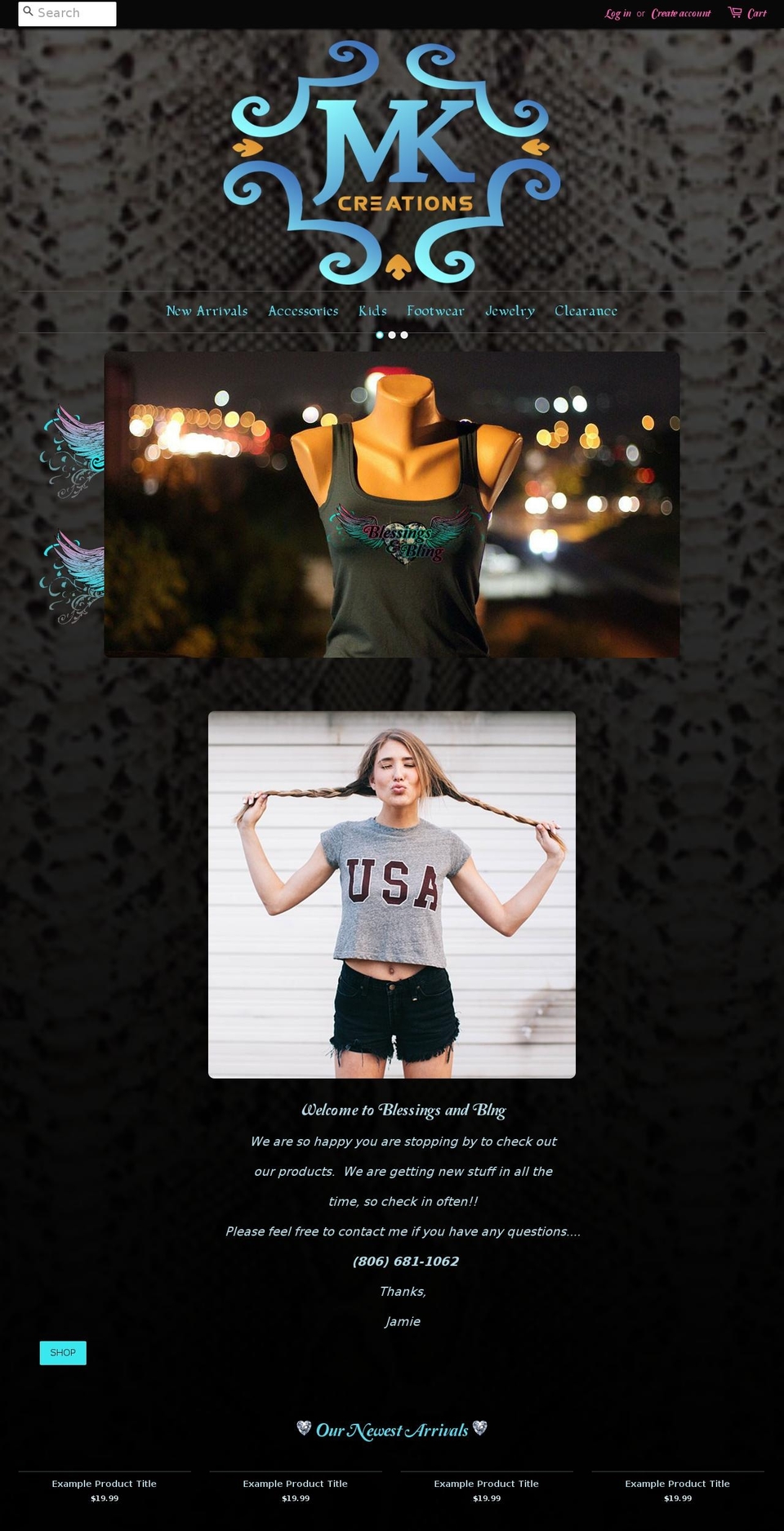 jmkcreations.com — Shopify storefront screenshot