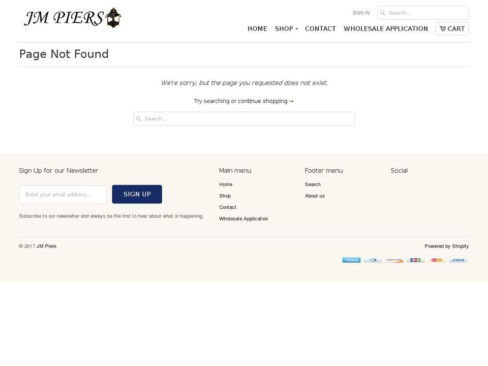 jmpiersdesigns.com shopify website screenshot