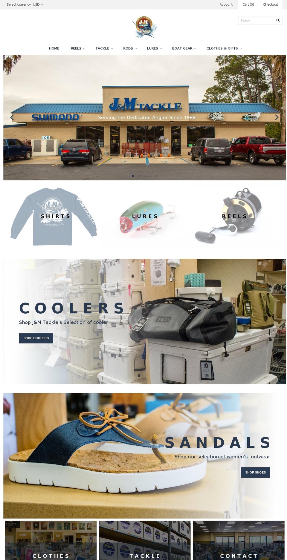 jmtackle.com shopify website screenshot