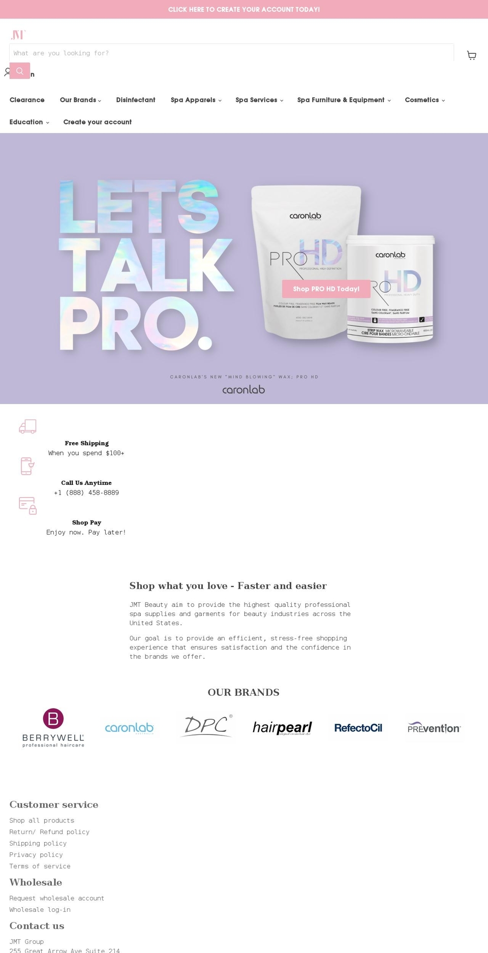 jmtbeauty.com shopify website screenshot