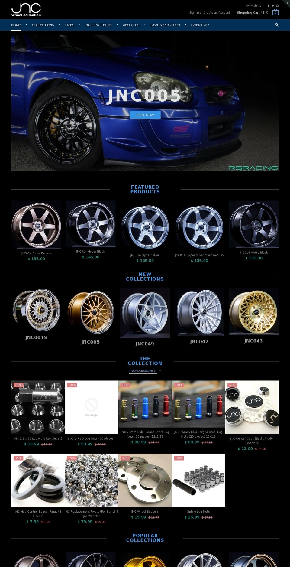 JNC Shopify theme site example jncwheels.com