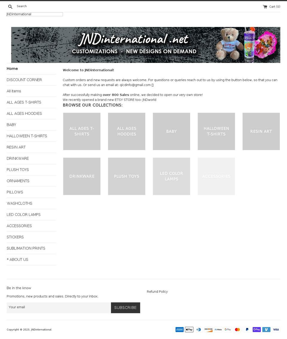 jndinternational.net shopify website screenshot