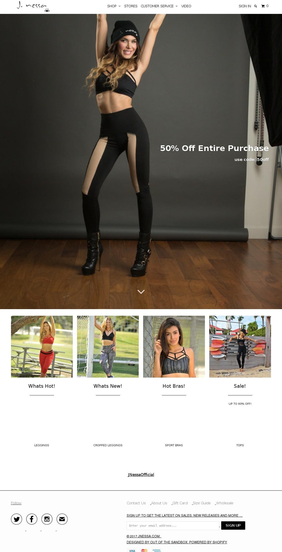 jnessa.com shopify website screenshot