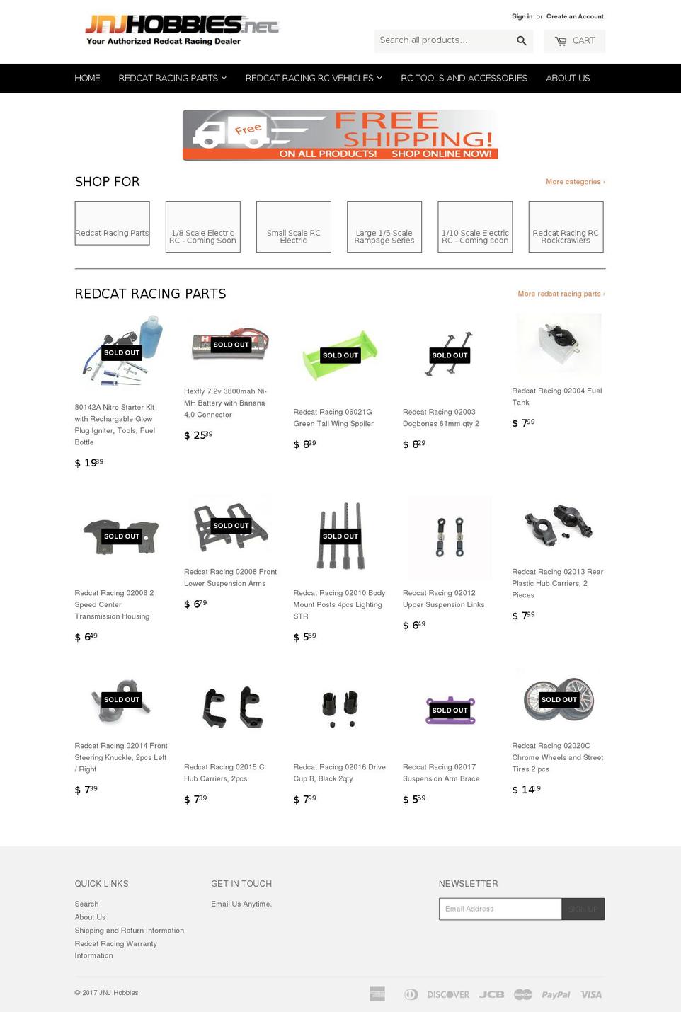 jnjhobbies.net shopify website screenshot