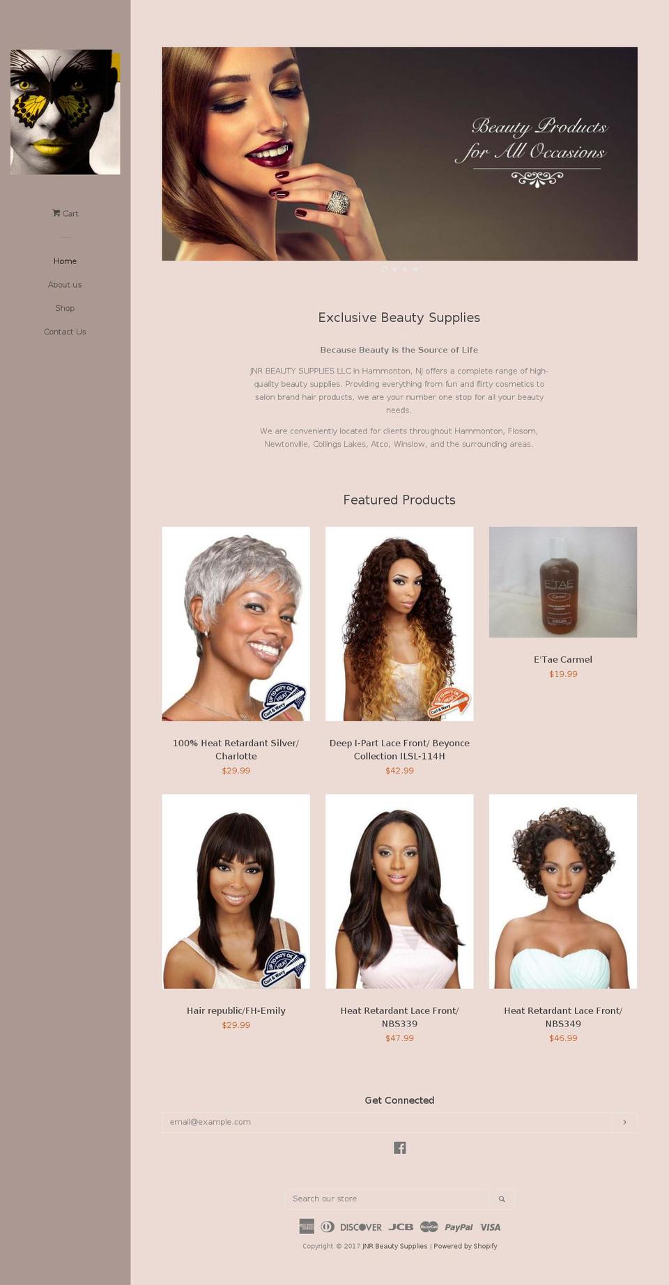 jnrbeauty.com shopify website screenshot