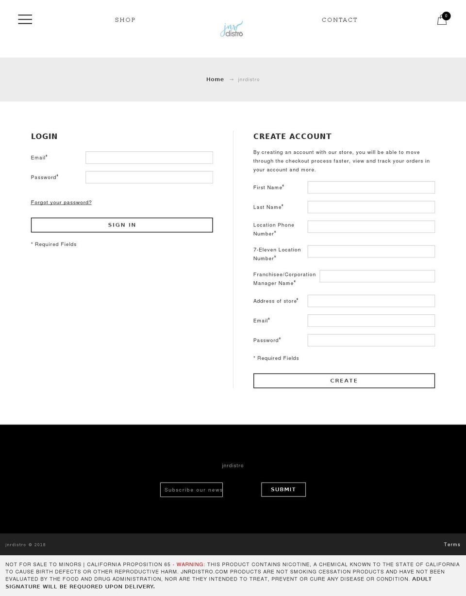 jnrdistro.com — Shopify storefront screenshot