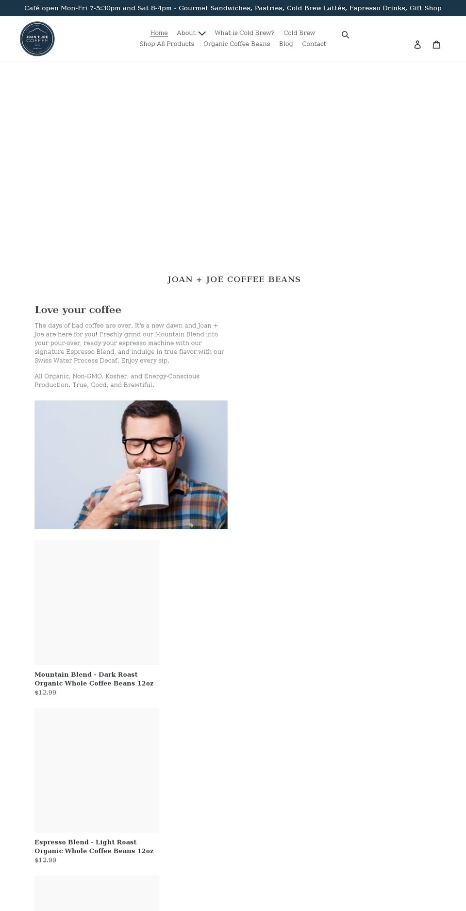 joanandjoecoffee.com shopify website screenshot