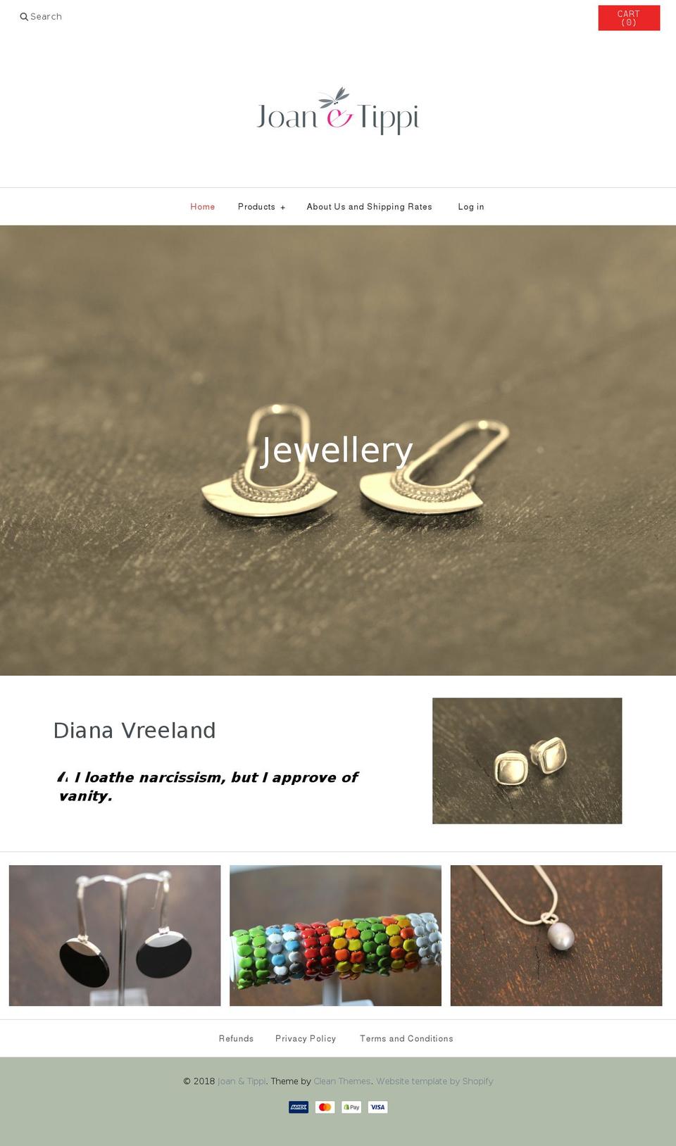 joanandtippi.com — Shopify storefront screenshot