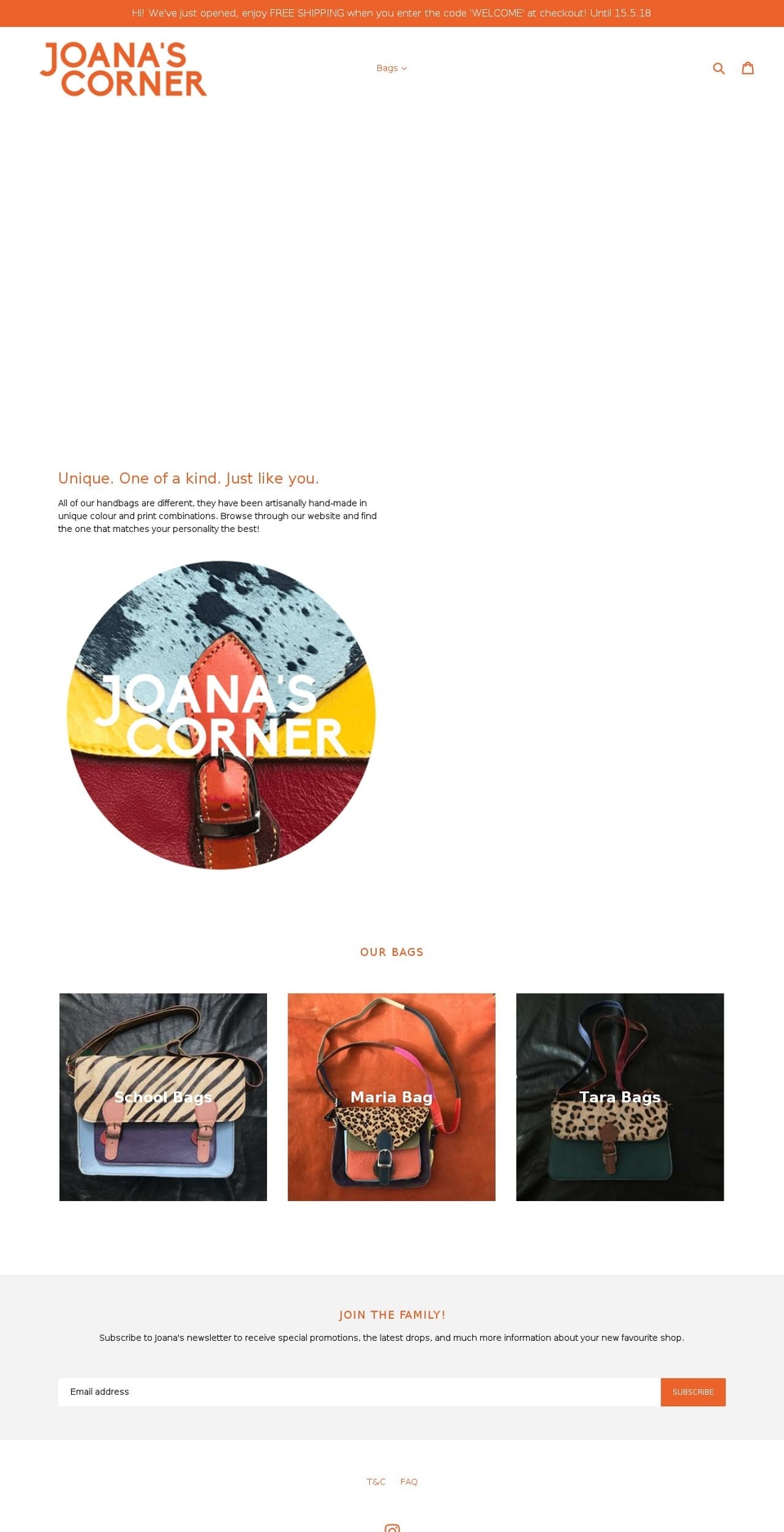 joanascorner.com — Shopify storefront screenshot