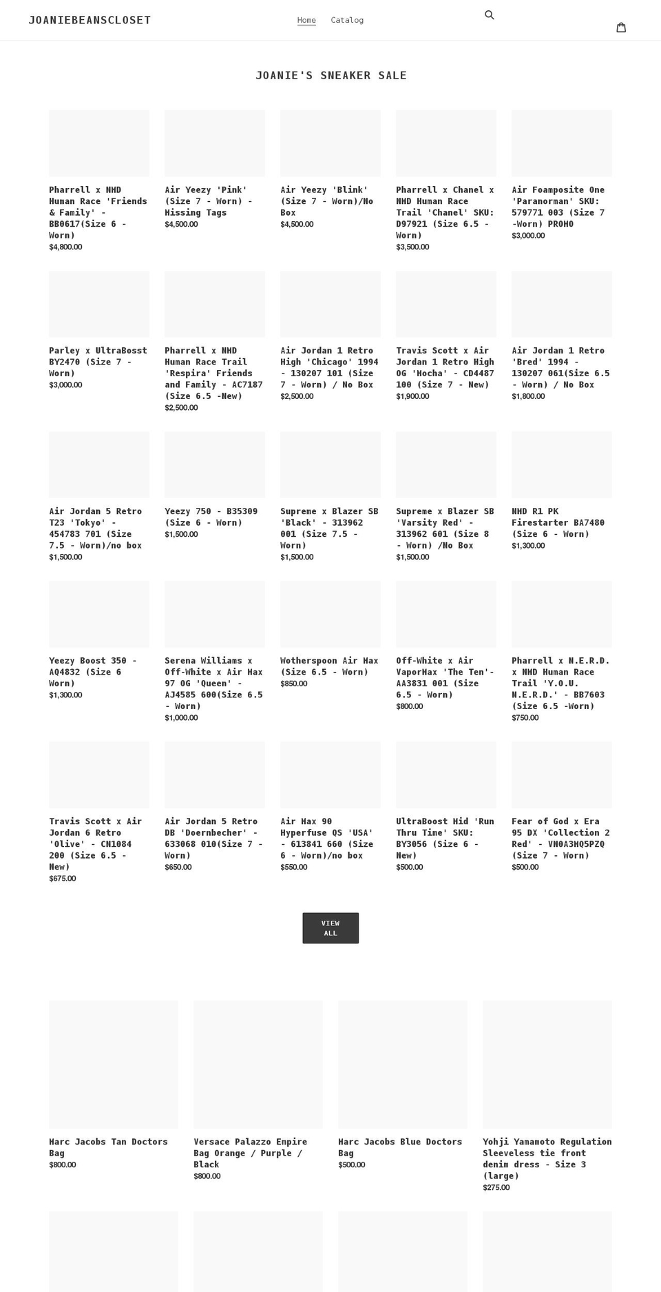joaniebeanscloset.com shopify website screenshot