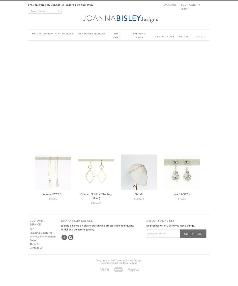 joannabisleydesigns.com shopify website screenshot