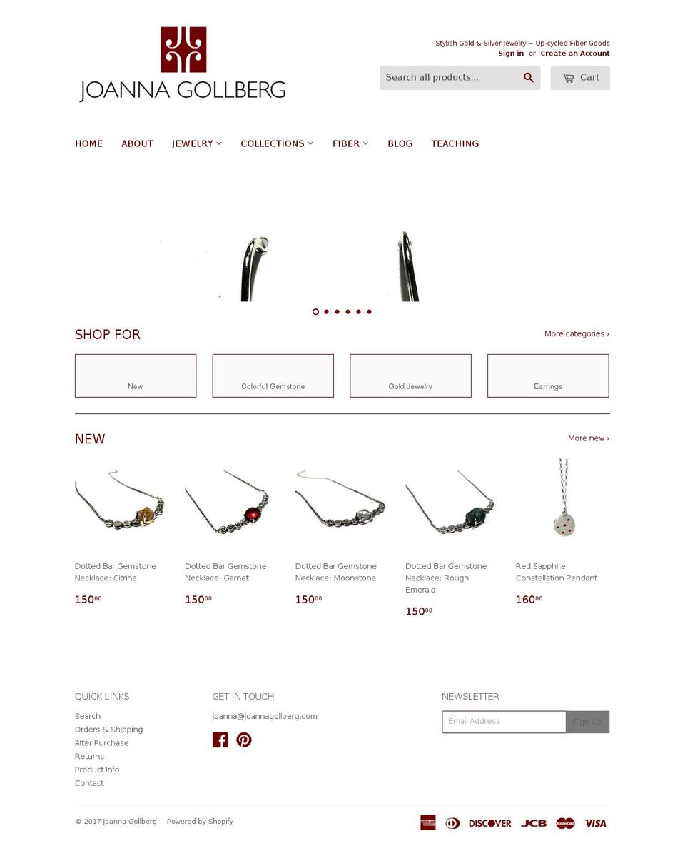 joannagollberg.com shopify website screenshot
