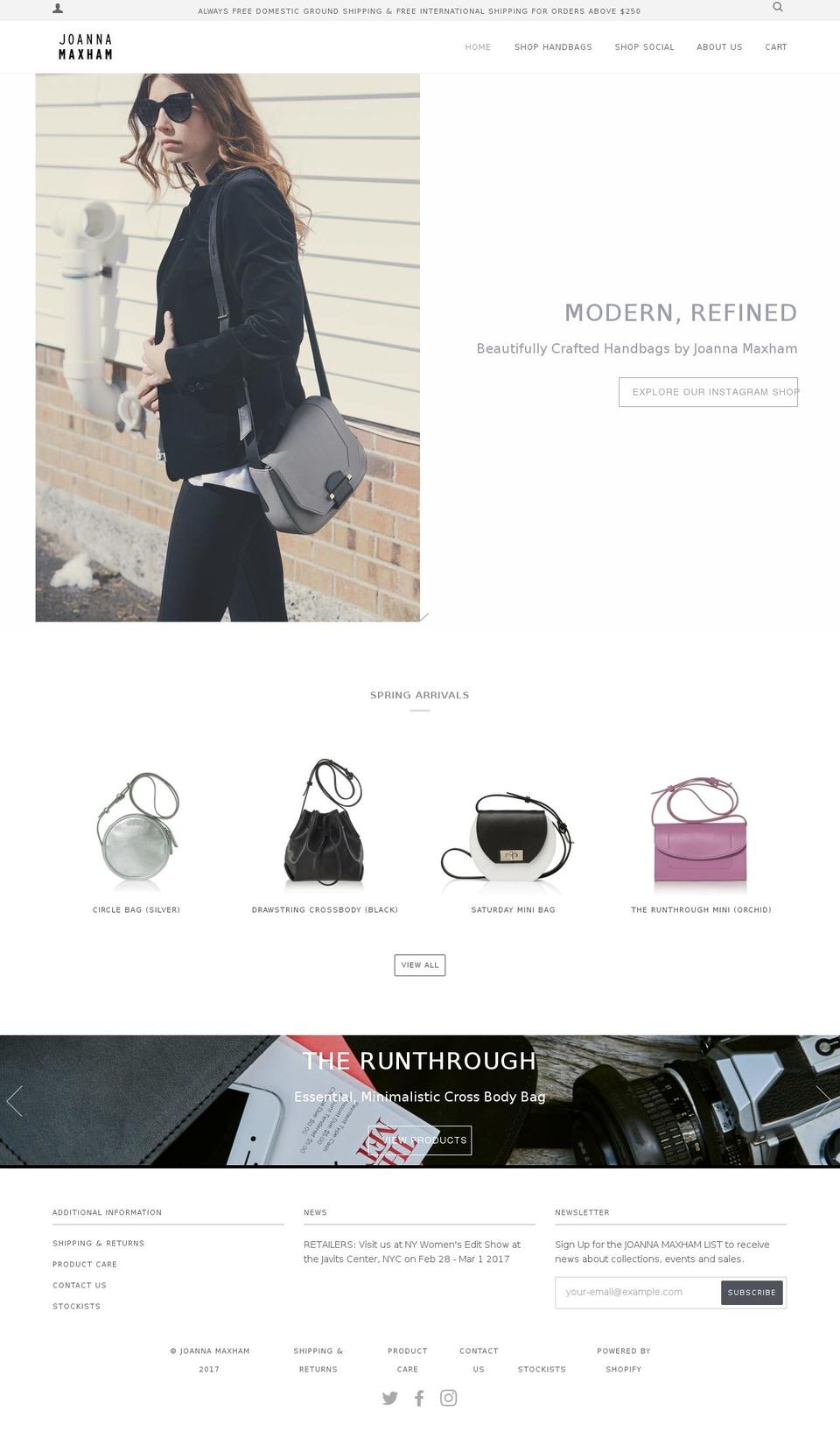 joannamaxham.com shopify website screenshot