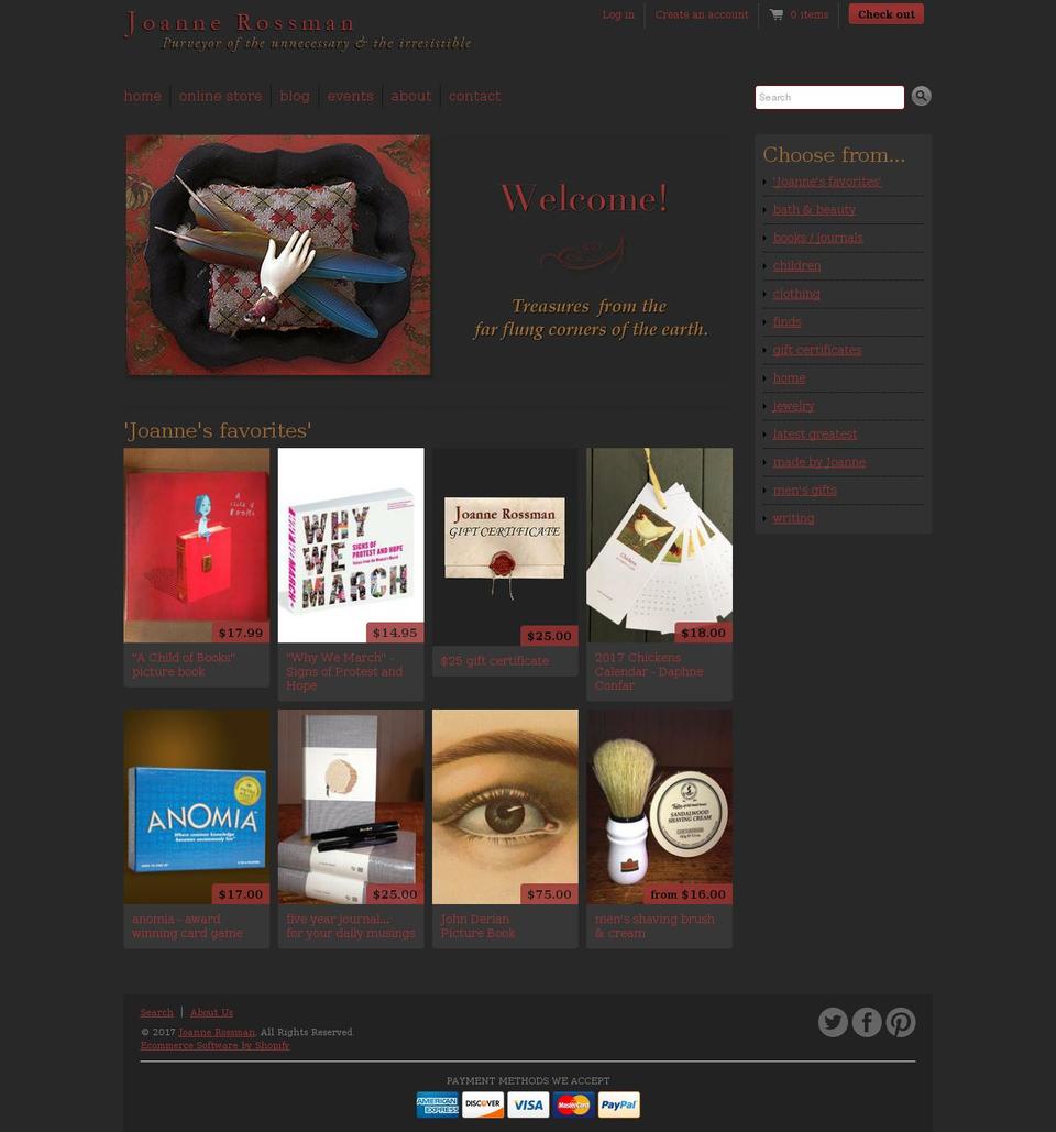 joannerossman.com shopify website screenshot