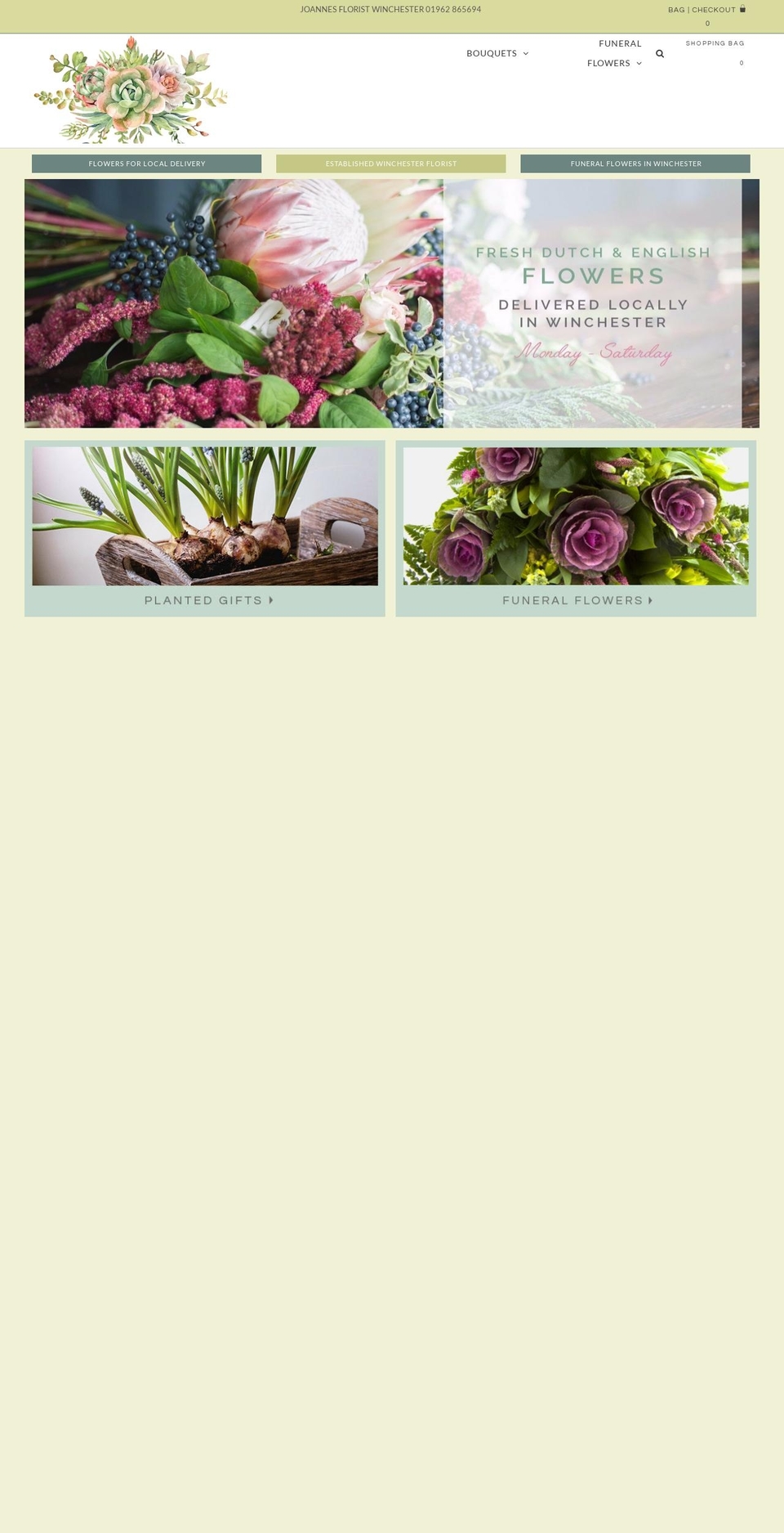 joannesfloristwinchester.co.uk shopify website screenshot