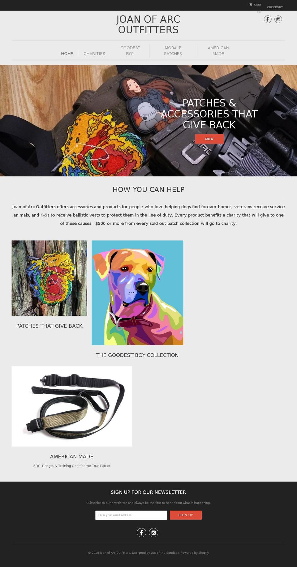 joanofarcoutfitters.com shopify website screenshot